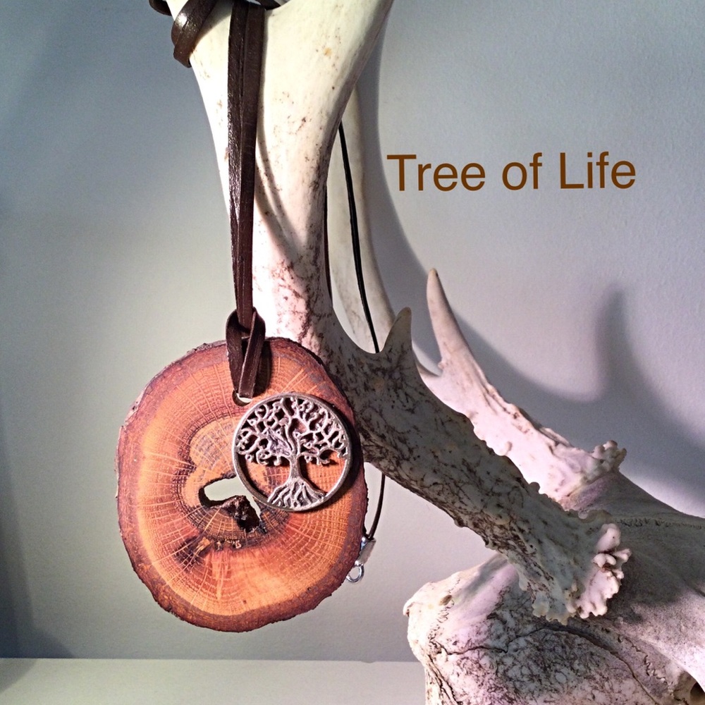 Final💕Tree of Life Necklace, Wood Necklace, Leather, One of a Kind